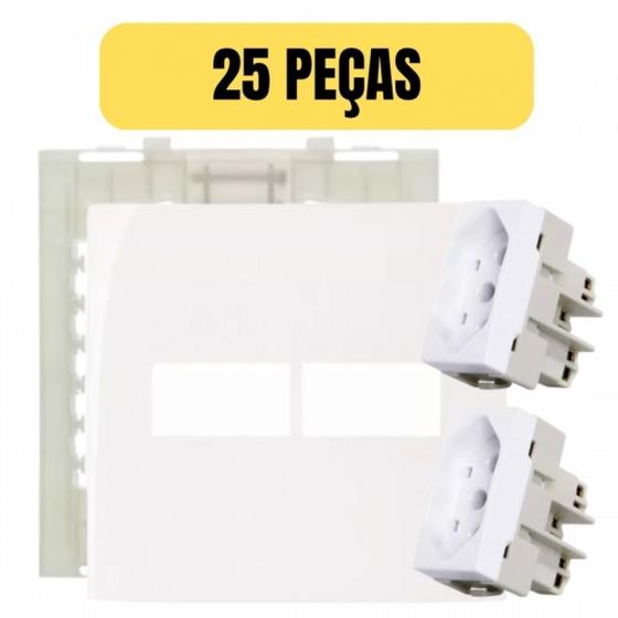 Imagem de Kit 25 conjunto 4x4 tomada 20a branca margirius sleek