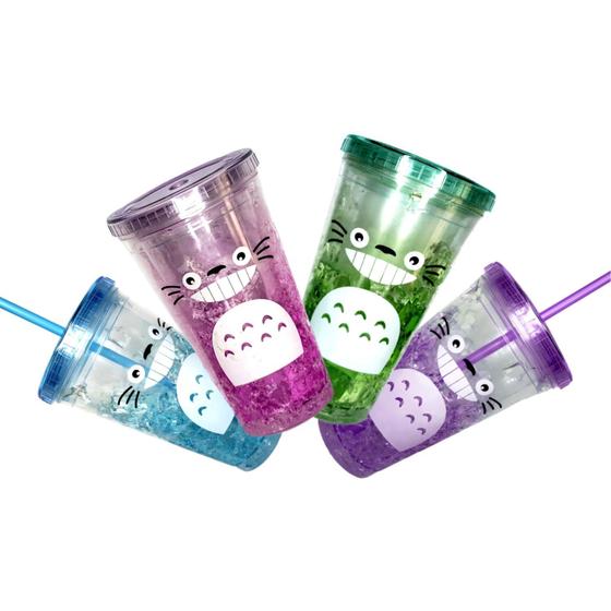 Imagem de Kit 25 Copo Iced Térmico Canudo Totoro Diversas Cores