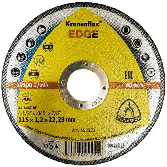 Imagem de KIT 25 Disco Corte 4.1/2 x 1,2mm Kronenflex EDGE Klingspor para Esmerilhadeira