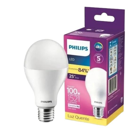 Imagem de Kit 25 Lampada Led Bulbo 16W = 100W 1521Lm Bivolt Philips