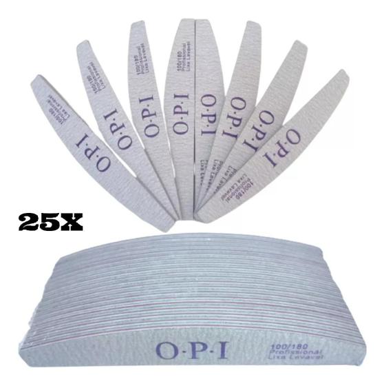 Kit 25 Lixas Unhas Opi Gel Fibra Manicure 100/180 Lixa de Unha