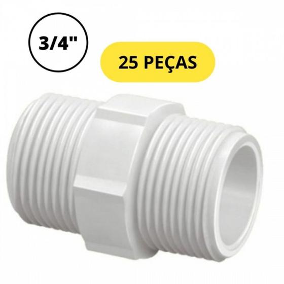 Imagem de Kit 25 nipel pvc roscavel branco 3/4 polegada krona 0288