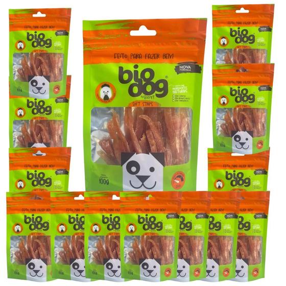 Imagem de Kit 25 Petisco Bio Dog Soft Strips Frango 100g