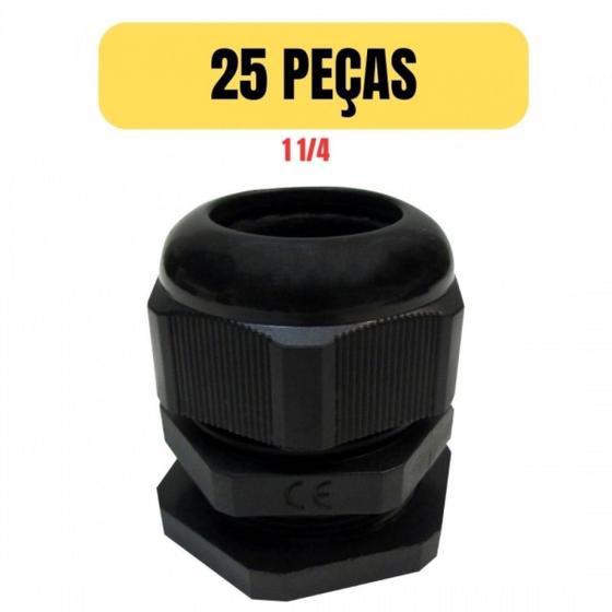 Imagem de Kit 25 prensa cabo 1 1/4 nylon preto lukma 29038