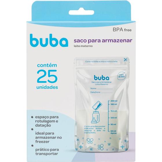 Imagem de Kit 25 Sacos Para Armazenar Leite Materno 200ml - Buba