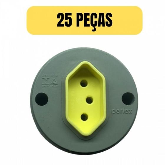 Imagem de Kit 25 tomada sobrepor 2p+t 20amp padrao perlex 815