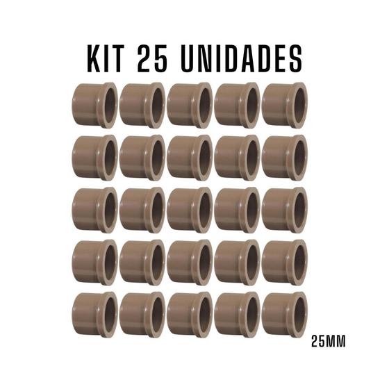 Imagem de Kit 25 Unidades Caps Soldável PVC 25mm Marrom