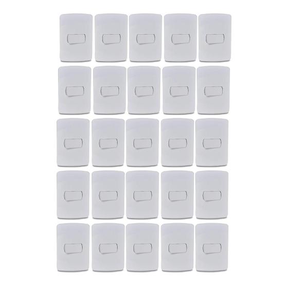Imagem de Kit 25 Unidades MG B3 Conj 1 Int Simples 4x2 10A 250V Branco