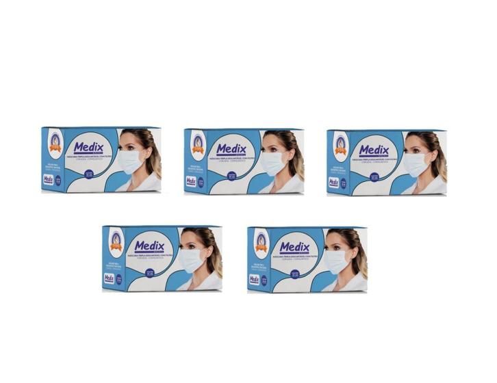 Imagem de KIT 250 Máscara Cirúrgica Descartável Tripla elástico - MEDIX