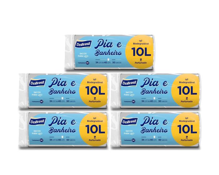 Imagem de Kit 250 Sacos De Lixo Reforçado 10 Litros Perfumado Branco