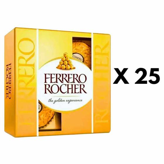 Imagem de Kit 25un Caixa Chocolate Ferrero Rocher T4 c/ 4 bombons Cada