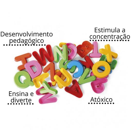 Imagem de Kit 26 letras forminhas alfabeto brinquedo educativo poliplac