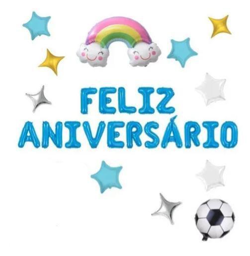 Imagem de Kit 27- Balão Feliz Aniversario Metalizado Estrela Decoração