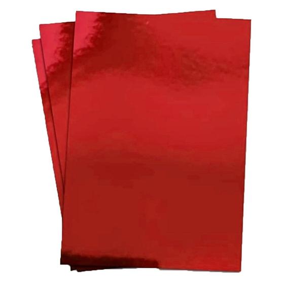 Imagem de Kit 27 Folhas de Papel Laminado Vermelho 40cm x 60cm