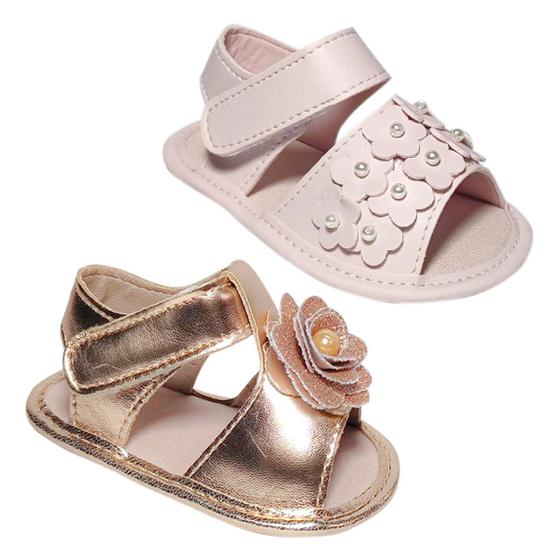 Imagem de kit 2pares Sandalinha Bebê Menina Infantil Neném Moda