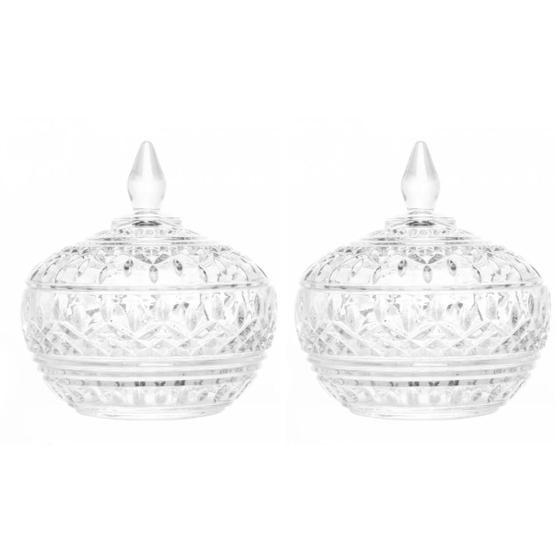 Imagem de Kit 2pcs Potiche Baleiro Bomboniere de Vidro Cristal Doces Com Tampa Decorativo Wolff