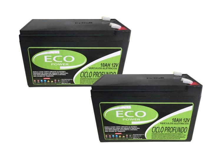Kit 2un Baterias Selada 10Ah 12V para Patinete, Bike Elétrico e Scooter - Eco Power Menor preço em Kit 2un Baterias Selada 10Ah 12V para Patinete, Bike Elétrico e Scooter - Eco Power