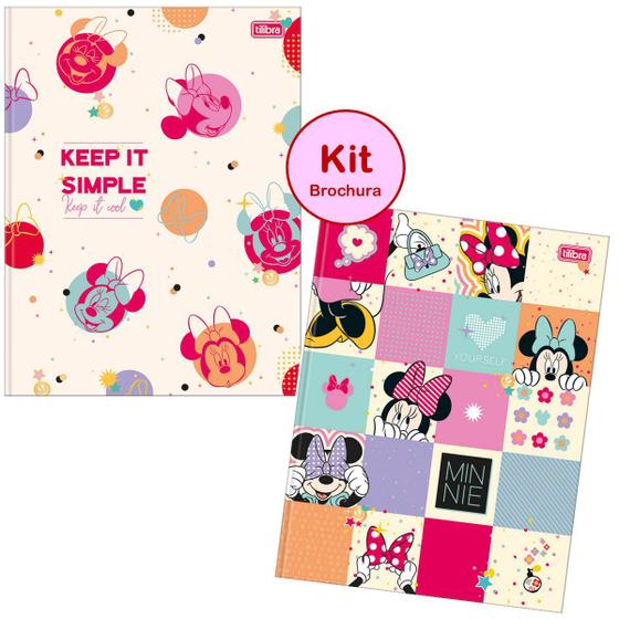 Imagem de Kit 2un Caderno Brochura Grande 80fls Capa Dura Minnie Disney Tilibra Escolar Infantil Ensino Fundamental