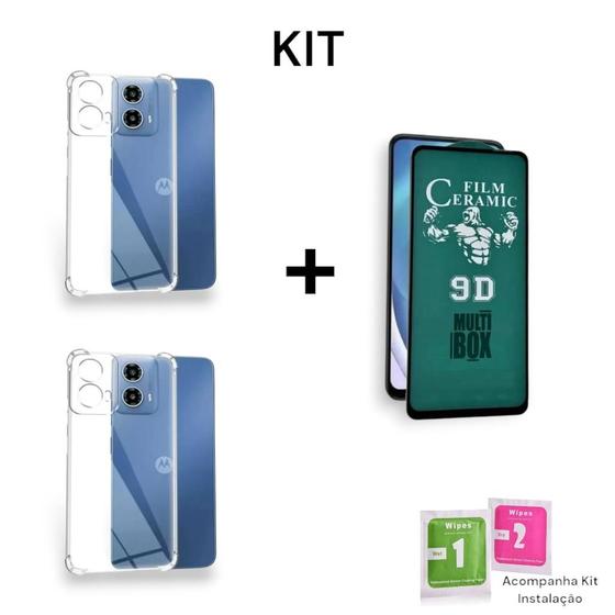 Imagem de Kit 2UN Capa Capinha Transparente Anti Impacto + 1UN Película De Cerâmica Flexível 9D para Moto G04