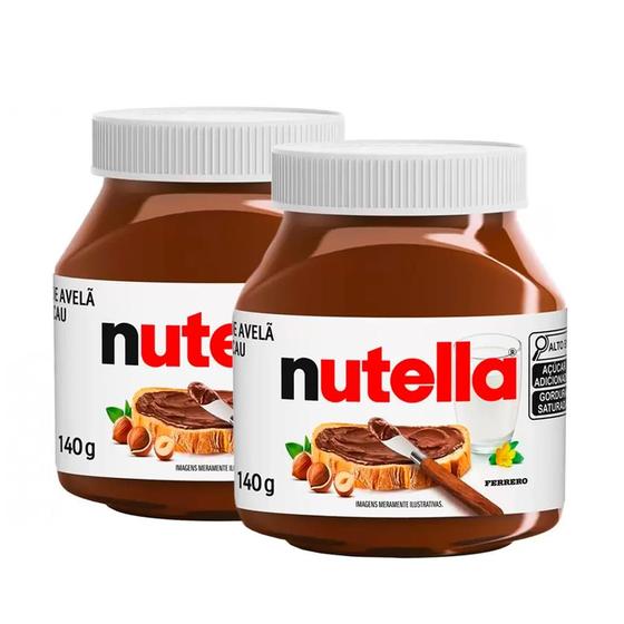 Imagem de Kit 2Un Creme de Avelã Nutella 140g com Cacau Pote Ferrero