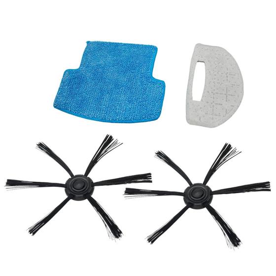 Imagem de Kit 2un Escova Rotativa com Refil MOP e Filtro Compatível com Robô Aspirador Multilaser Duster HO407