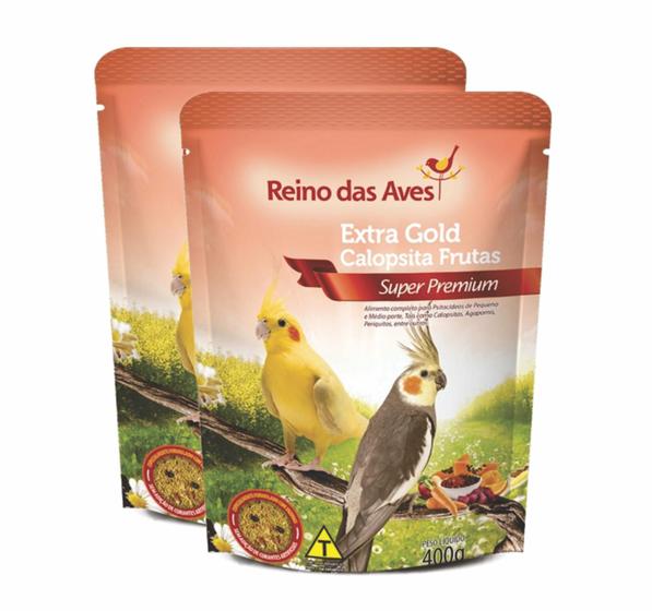 Imagem de kit 2un Extra Gold Calopsita Frutas 400g - Reino das aves