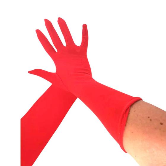 Imagem de Kit 2un Par Luvas Vermelha Comprida 30cm Fantasia
