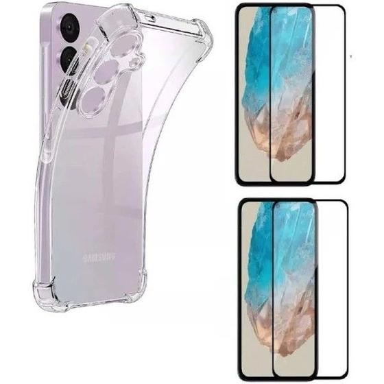 Imagem de Kit 2UN Película 3D de Vidro + Capa Capinha Anti Impactos Transparente para Samsung Galaxy M35 5G