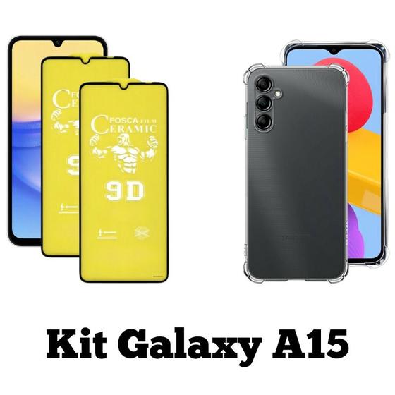 Imagem de Kit 2UN Película Cerâmica Fosca + 1UN Capa Transparente para Samsung Galaxy A15