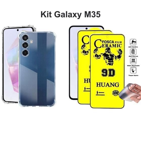 Imagem de Kit 2UN Película de Cerâmica Fosca + Capa Capinha Transparente para Samsung Galaxy M35