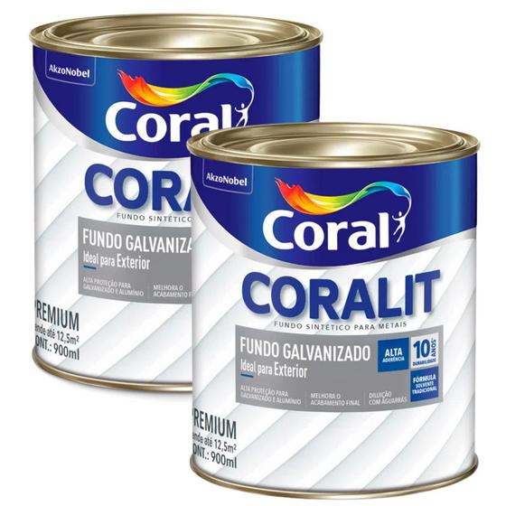 Kit 2uni Fundo Galvanizado Sintético para Metais Branco 900ml - Coral Menor preço em Kit 2uni Fundo Galvanizado Sintético para Metais Branco 900ml - Coral