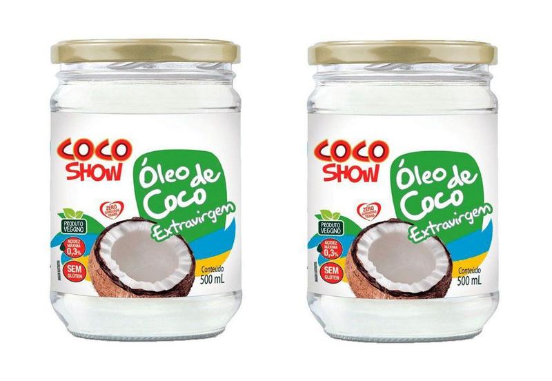 Kit 2uni Óleo de Coco Extravirgem Coco Show 500ml - Copra Menor preço em Kit 2uni Óleo de Coco Extravirgem Coco Show 500ml - Copra