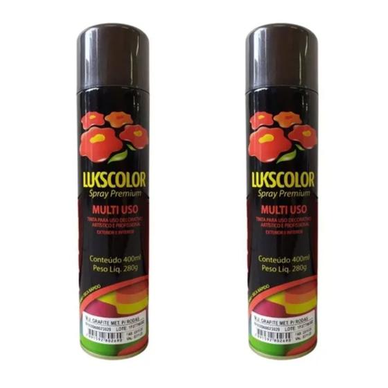 Imagem de Kit 2uni Spray Premium Multiuso Grafite Brilho 350ml - Lukscolor