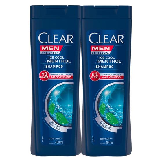 Imagem de Kit 2X 400ml Shampoo Clear Men Ice Cool Menthol