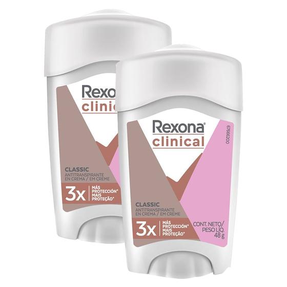 Kit 2X 48g Desodorante Antitranspirante Rexona Clinical Classic Women Stick Menor preço em Kit 2X 48g Desodorante Antitranspirante Rexona Clinical Classic Women Stick