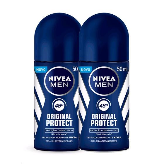 Imagem de Kit 2X 50ml Desodorante Antitranspirante Roll-on Nivea Men Original Protect