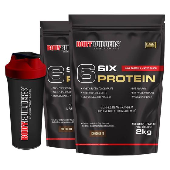 Imagem de Kit 2x 6 Six Protein 2kg + Coqueteleira  Bodybuilders