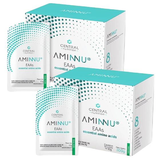 Imagem de Kit 2x Aminnu 30 Sachês de 10g Sabor Limão Central Nutrition