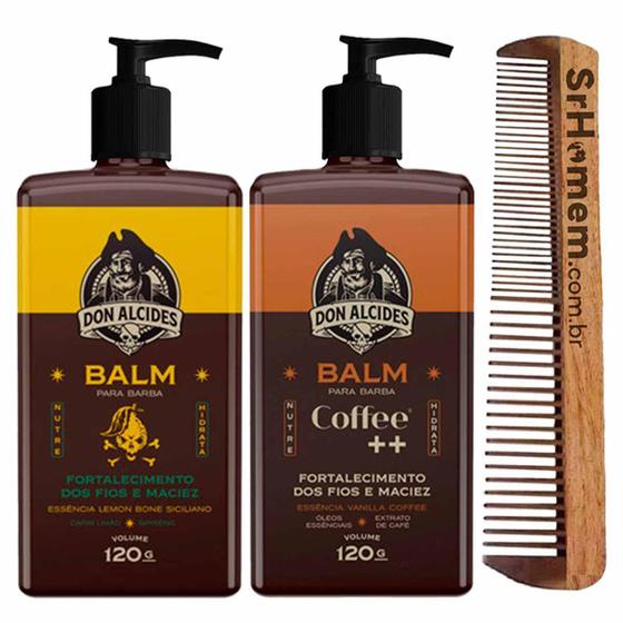 Imagem de Kit 2X Balm Barba Lemon E Coffee E Pente Duplo Don Alcides