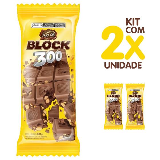 Kit 2x Barra Chocolate Chock Block 300g Arcor Chocolate / Barra de