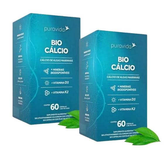 Imagem de Kit 2x Bio Cálcio Com Vit D3 + K2 - (60 Capsulas) - Pura Vida