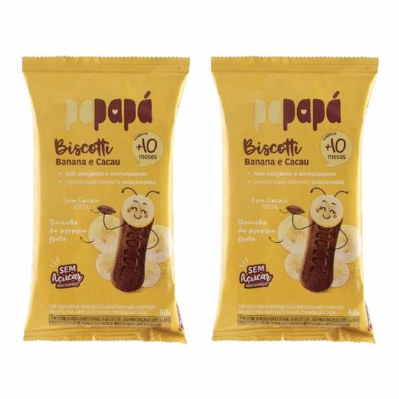 Imagem de Kit 2X: Biscoito Infantil Biscotti Banana E Cacau Papapá 60G