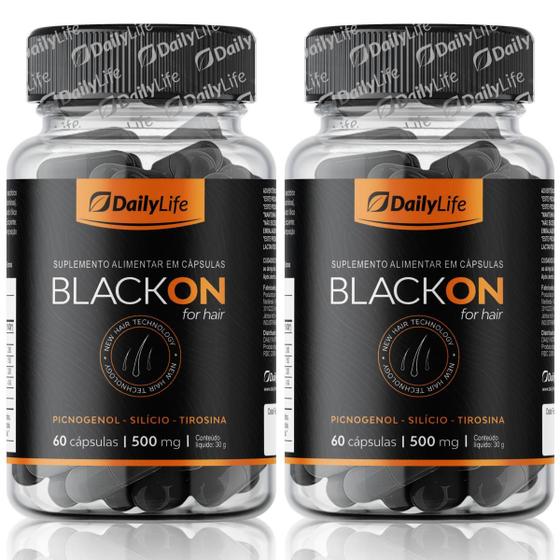 Imagem de Kit 2x BlackOn  Suplemento Alimentar para C.abelo com Picnogenol, Si.lício, Ti.rosina, Biotina e Vitaminas C e B12, 60 Cápsulas