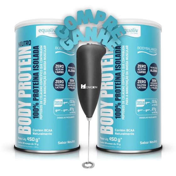 Kit 2x Body Protein Isolada 440g/600g Equaliv + Mixer Menor preço em Kit 2x Body Protein Isolada 440g/600g Equaliv + Mixer