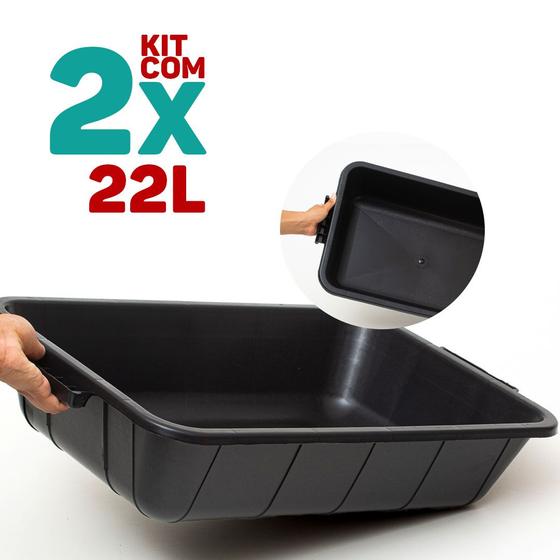Imagem de Kit 2x Caixa Masseira 22l De Pedreiro Para Manuseio Concreto