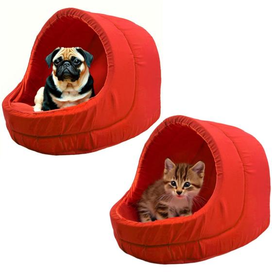 Imagem de Kit 2x Camas Pet Iglu Raça Médio para Cachorro e Gato c/ Almofada