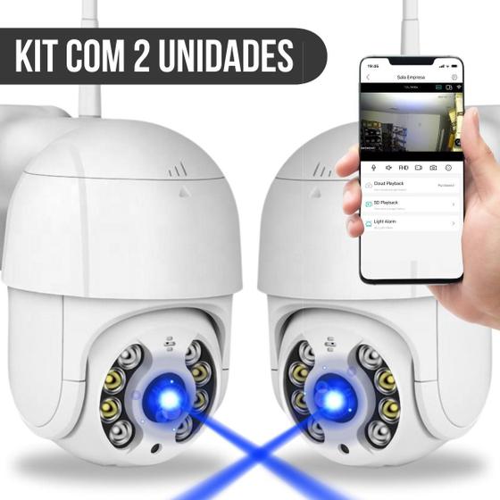 Imagem de Kit 2x Câmeras de Segurança Wifi IP Visão Noturna Colorida Externa Prova D'água