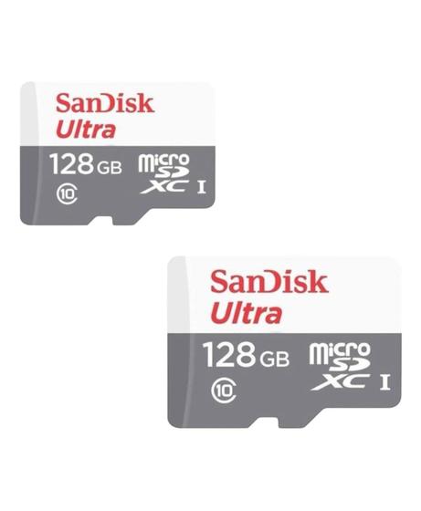 Imagem de Kit 2X Cartão Microsd Sandisk Ultra 128Gb Classe 10