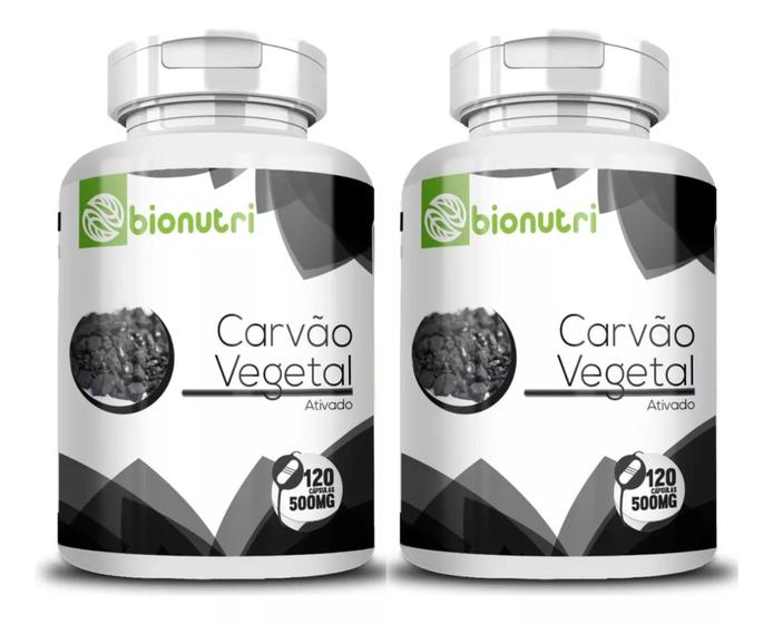 Kit 2x Carvão Vegetal 120 Caps 500mg Original Menor preço em Kit 2x Carvão Vegetal 120 Caps 500mg Original