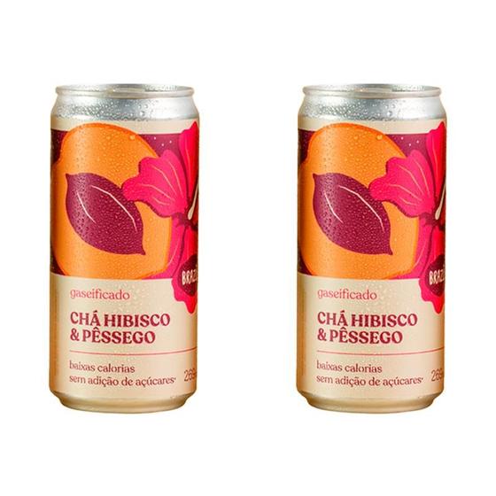 Imagem de Kit 2X: Chá de Hibisco com Pêssego Gaseificado Brazô 269ml